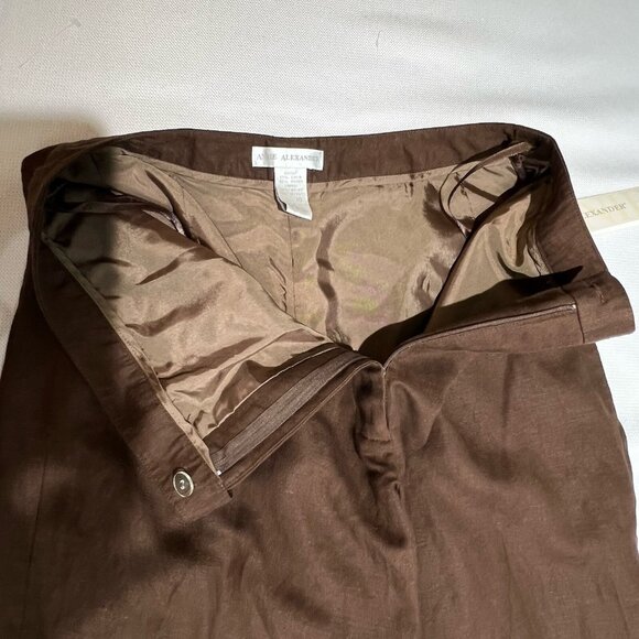 Annie Alexander Vintage Womens Linen Blend Wide Leg Crop Pants Sz 10 Brown Lined - Picture 11 of 15